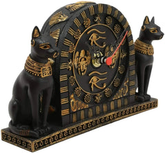 Estatua de reloj de mesa Bastet del antiguo Egipto, de 17 cm de largo y con números romanos.-3
