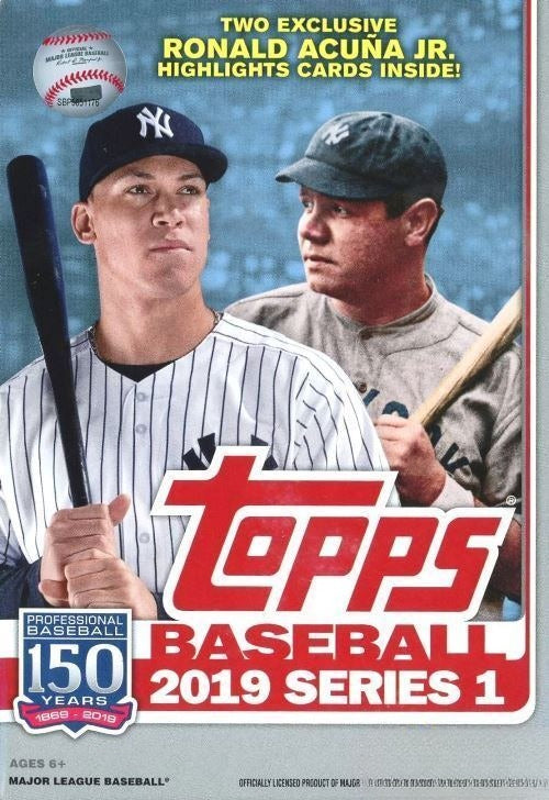2019 Topps Series 1 Baseball EXCLUSIVE HUGE Sealed 67 Card Hanger Box-ACUNA HL-1