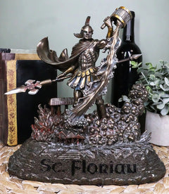 Large Saint Florian Pouring Water Over Burning Building Statue 10.25" Tall-1