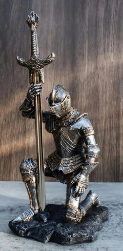The Accolade Kneeling Medieval Knight Excalibur Sword Letter Opener Figurine-1