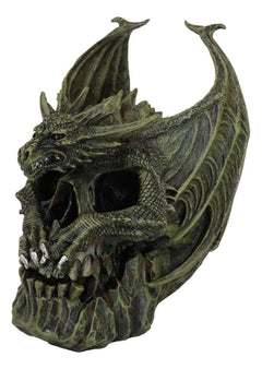 Hades Hellbringer Drogon Winged Behemoth Dragon Perching On Rocky Skull Figurine-3