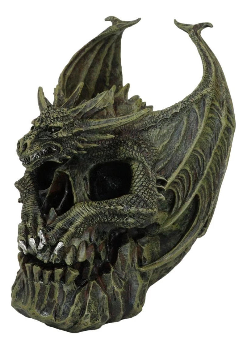 Hades Hellbringer Drogon Winged Behemoth Dragon Perching On Rocky Skull Figurine-3
