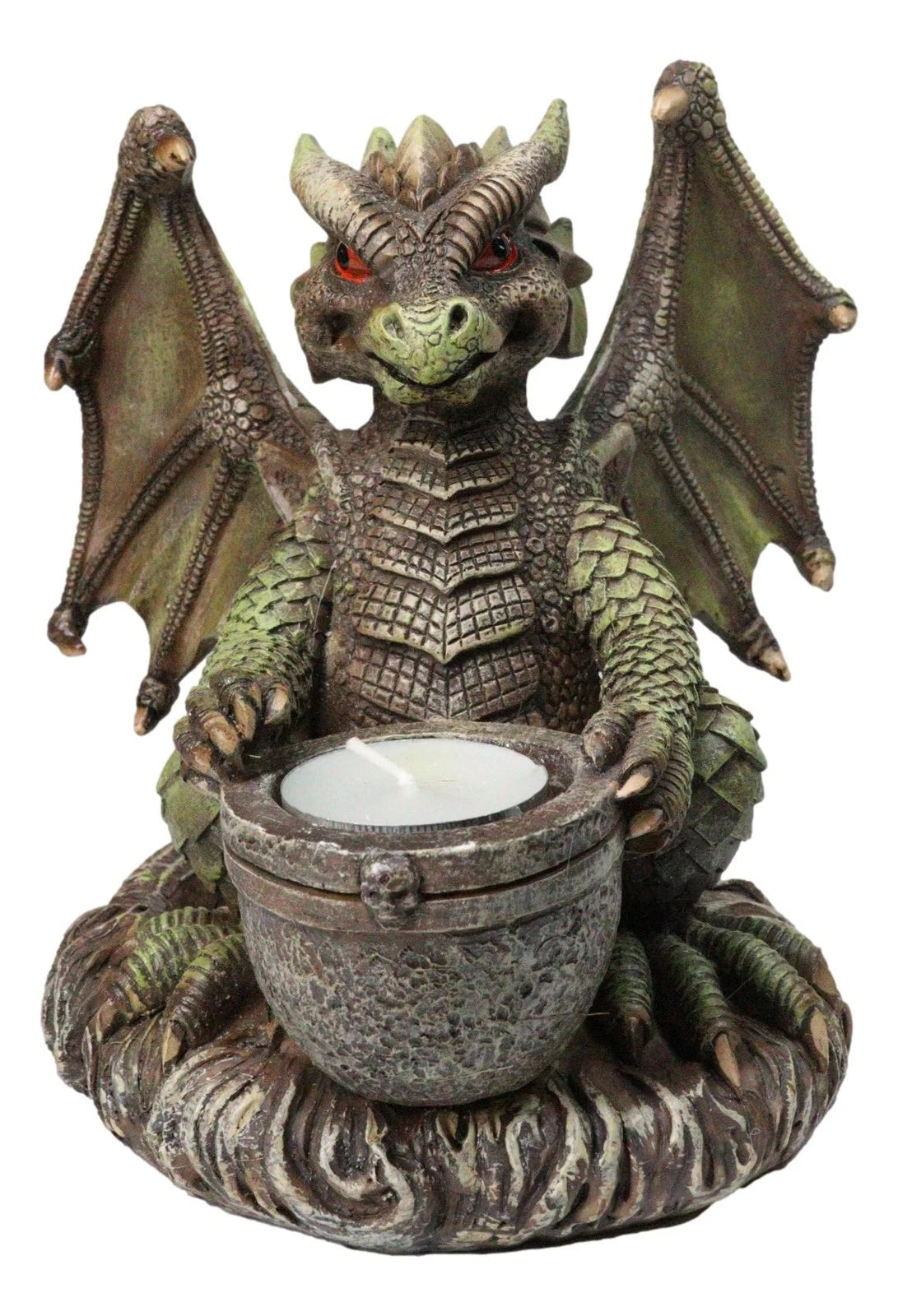 Earth Druid Dragon Holding Magic Cauldron Tea Light Candle Or Incense Holder-5