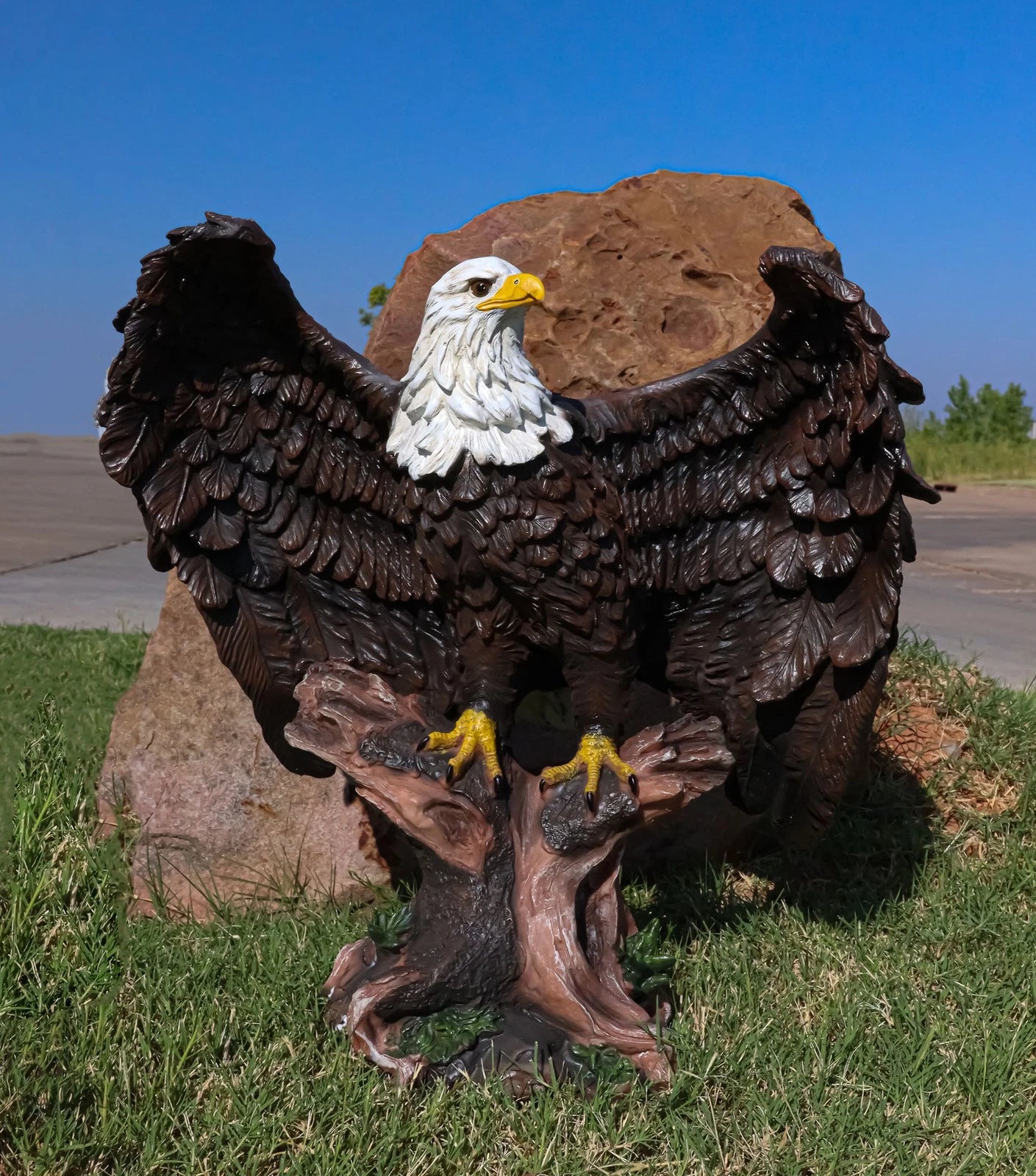 Large 18"H Wings Of Glory Perching Grand Bald Eagle Statue Home Garden Figurine-1