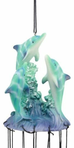 Sea World Three Dolphins Launching Above Water Wind Chime Marine Life Nautical-3