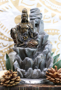Bodhisattva Kuan Yin Buddha Backflow Incense Burner Statue 7.5"H-1