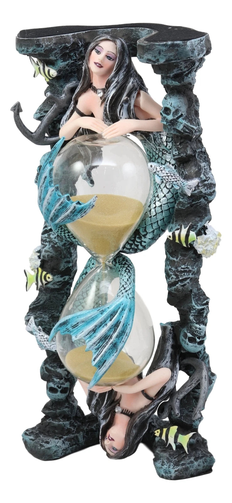 Large Sirens Of The Seas Necromancer Gothic Mermaid Sand Timer Pillar 9"H-3