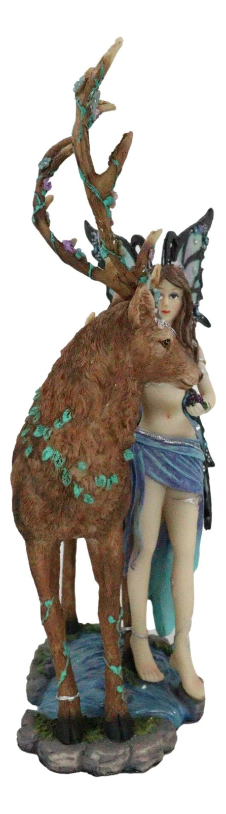Butterfly Fairy With Stag Figurine Enchanted Forest Faerie Avalon & Emperor Deer-4