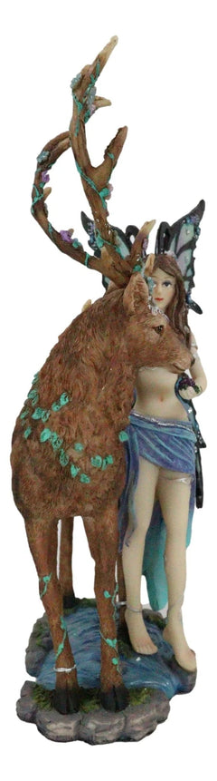 Butterfly Fairy With Stag Figurine Enchanted Forest Faerie Avalon & Emperor Deer-4