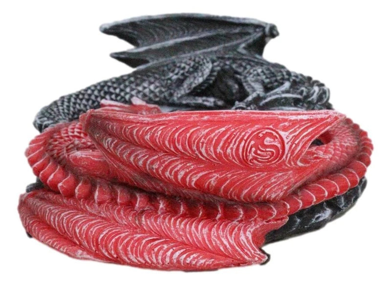 Auspicious Infinity Red And Black Unity Dragons Decorative Incense Burner Holder-3