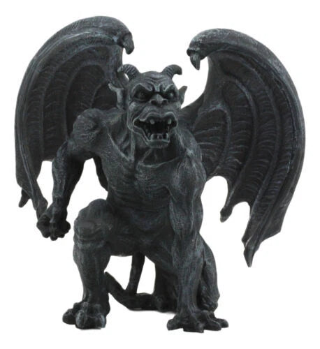Winged Horned Devil Gargoyle Statue 6.25" Tall Notre Dame Evil Warden Gargoyle-2