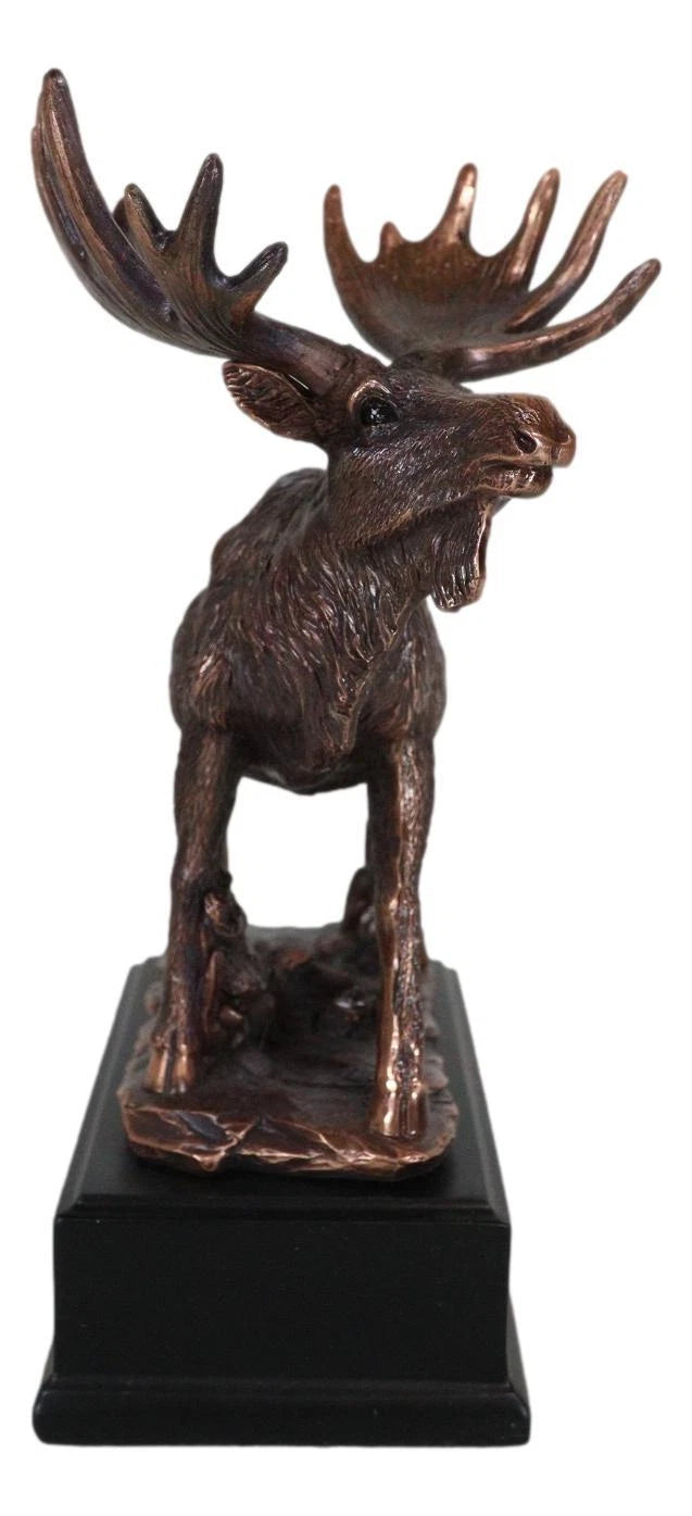The Emperor Wild Elk Bull Moose Statue Bronze Electroplated Figurine With Base-5