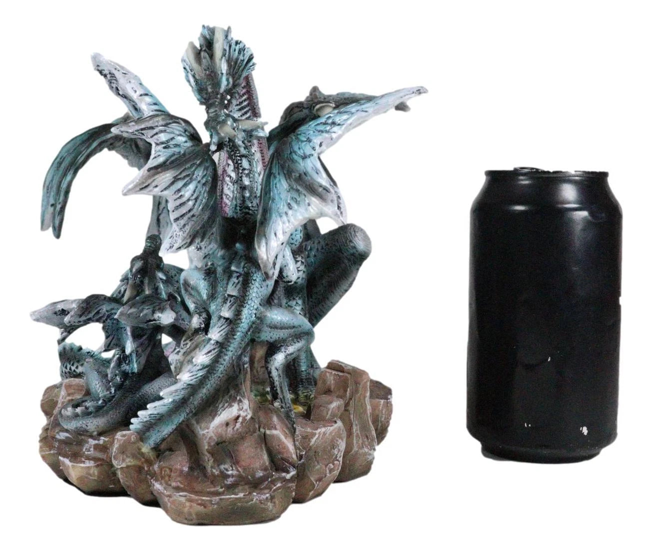 Dragon Figurine, 12" Blue Iceberg Mother Dragon with Baby Dragons Statue for Shelf, Mantle, Home, or Fantasy Room Decor Collectible-2