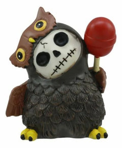 Furrybones Hootie The Great Horned Owl With Red Lollipop Skeleton Figurine 3"H-6