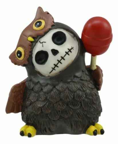 Furrybones Hootie The Great Horned Owl With Red Lollipop Skeleton Figurine 3"H-6