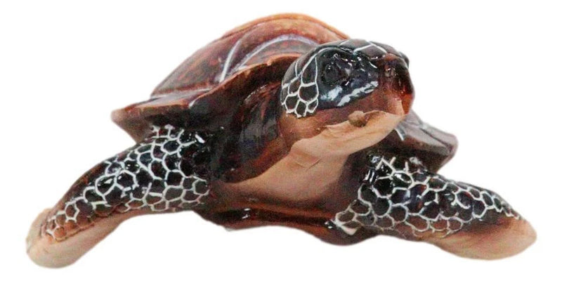 Nautical Ocean Brown Hues Giant Sea Turtle Swimming Decorative Figurine Tortoise-7