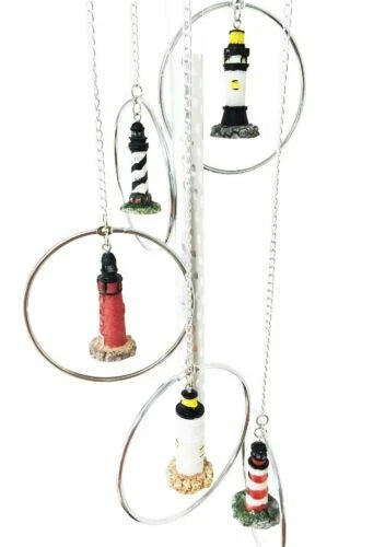Five Ring World Famous Light Houses Decor Resonant Relaxing Wind Chime Patio-7