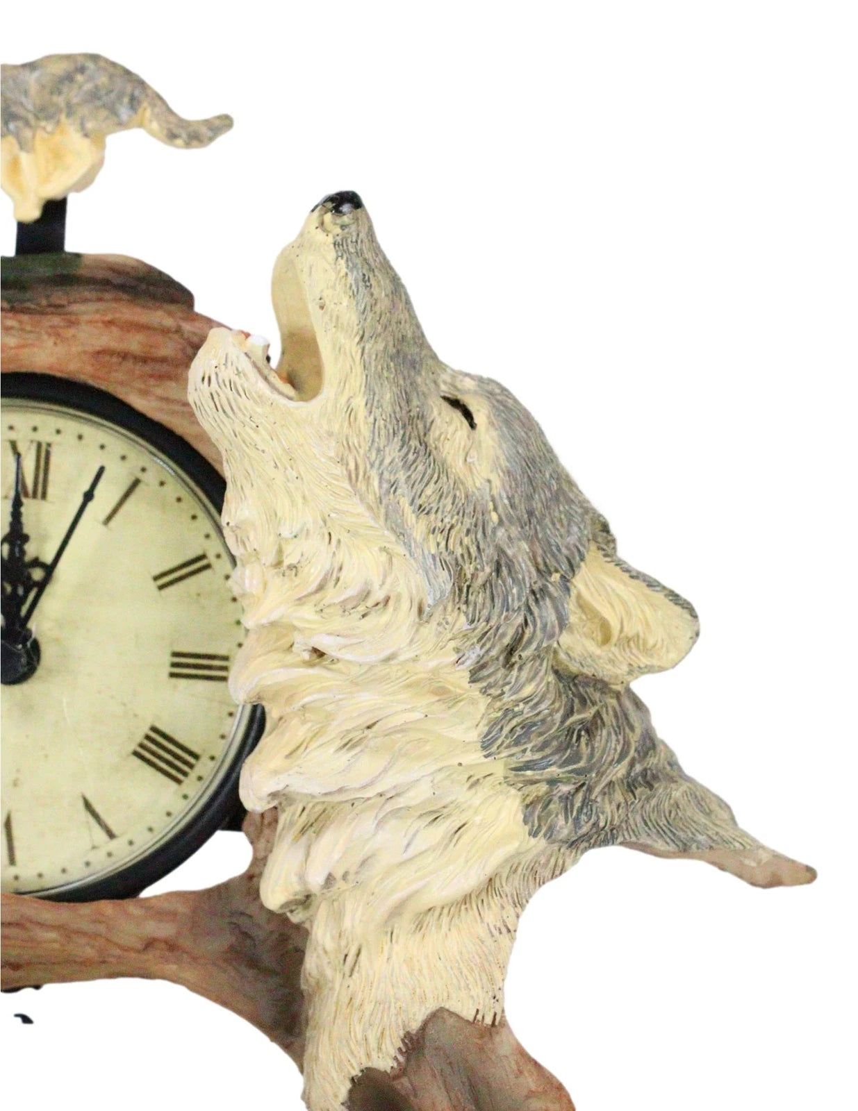 Howling Gray Wolves Family Table Clock with Pendulum 10.5" Height Decor-6