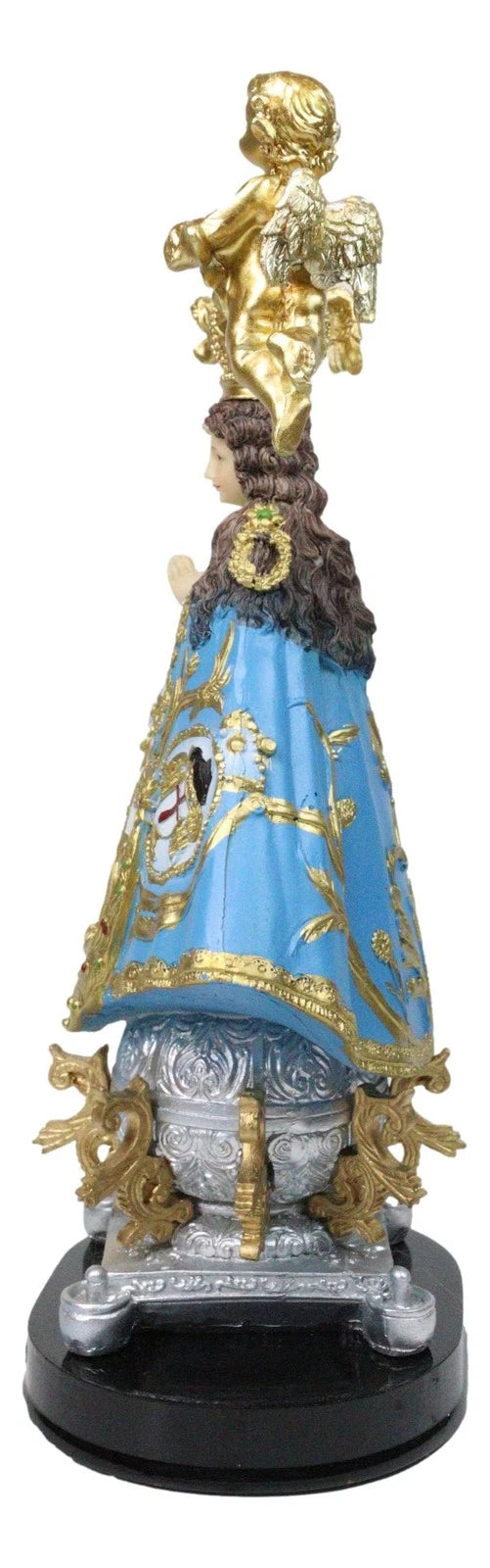 Figura de Nuestra Señora de San Juan de los Lagos con Corona Dorada y Ángeles, 12" de alto-7