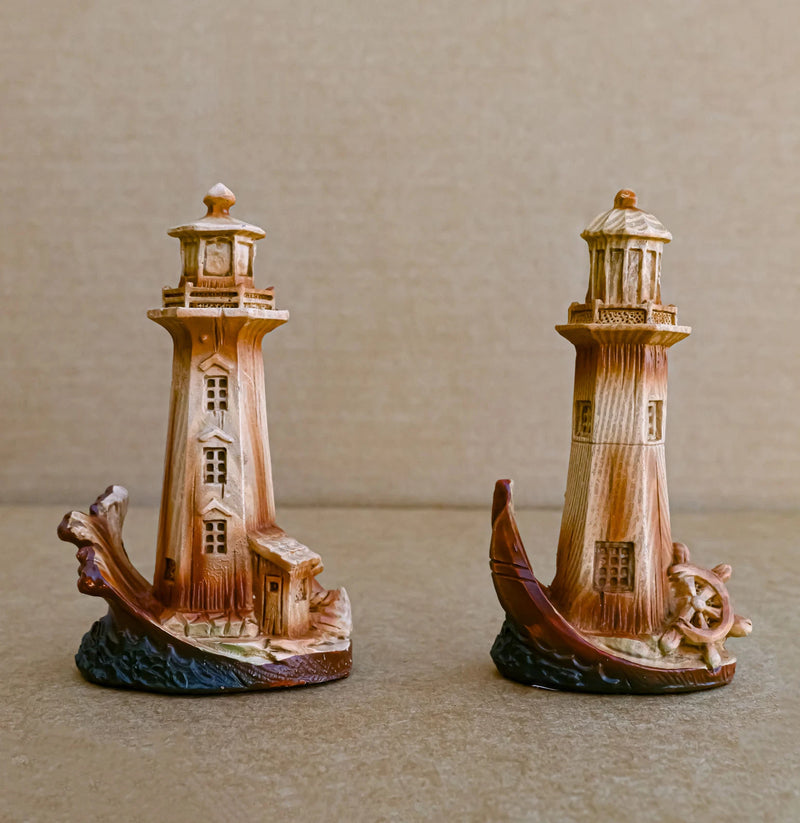 3.5"Tall Marine Scenic Lighthouse By The Ocean Set Of 4 Miniature Figurine-6