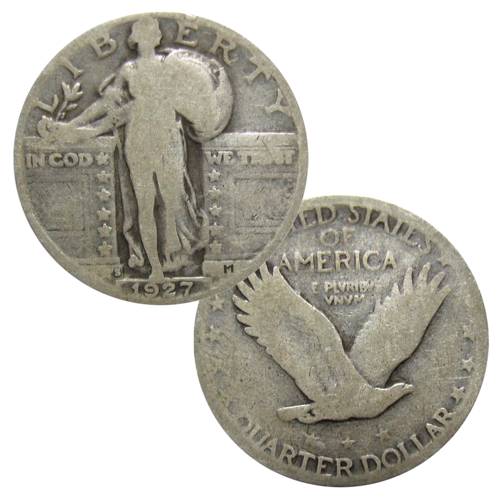 Moneda individual en circulación promedio de un cuarto de dólar de la Libertad en pie, 90 % de plata-1