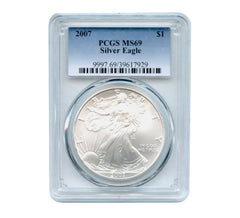 American Silver Eagle MS69 PCGS de $1 de 2007-1