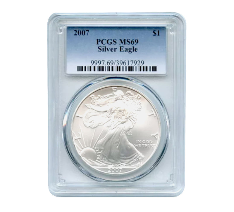 American Silver Eagle MS69 PCGS de $1 de 2007-1