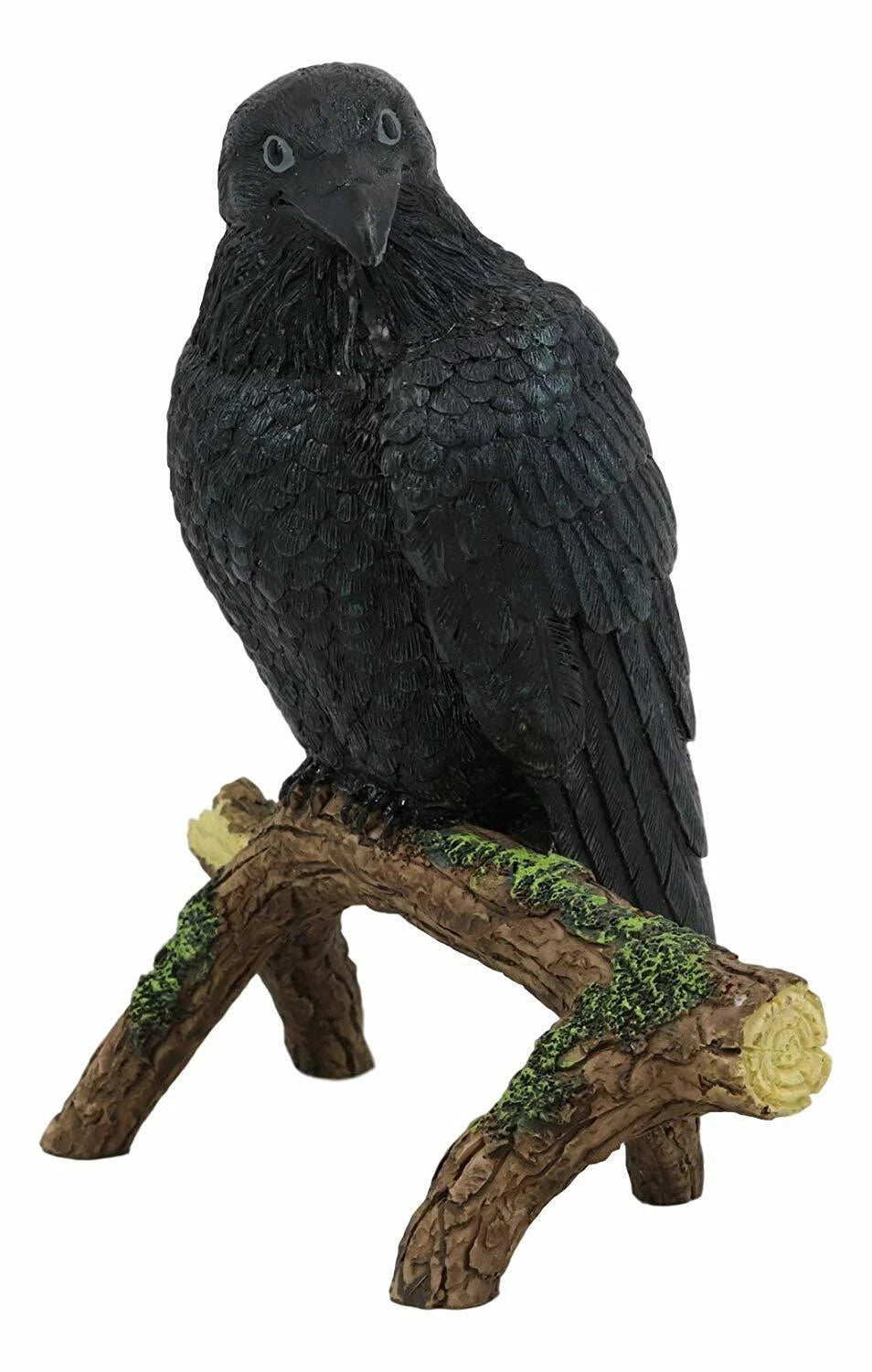 Gothic Raven Crow Perching On Tree Branch Scavenger Bird Figurine 5.75" High-3