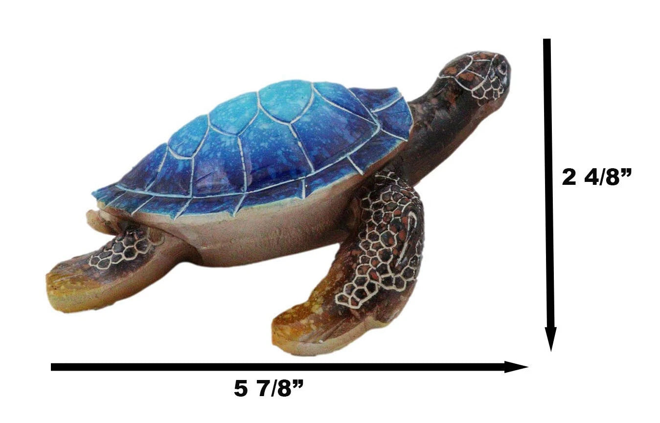 Sea Turtle Figurine, Giant Ocean Blue Decorative Tortoise Statue, 12" Swimming Sea Life Sculpture for Home Decor, Coastal, Nautical, Aquarium Display, Beach House, Gift Collectible-3