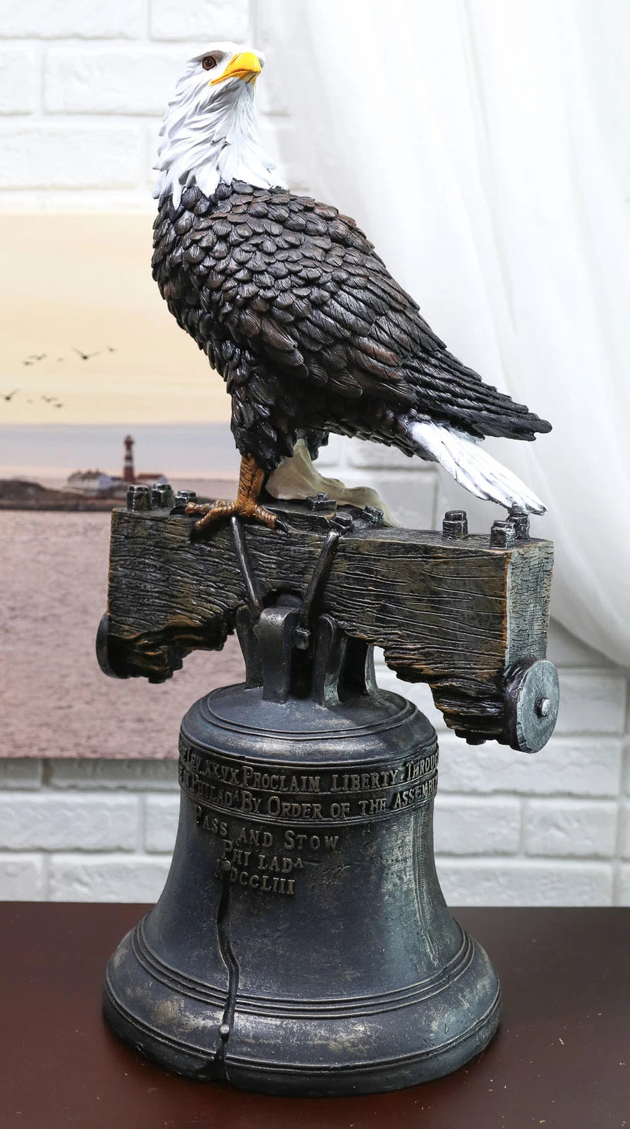 Estatua de la Campana de la Libertad del Águila Calva de la Gloria Patriótica Estadounidense del Día de la Independencia-4