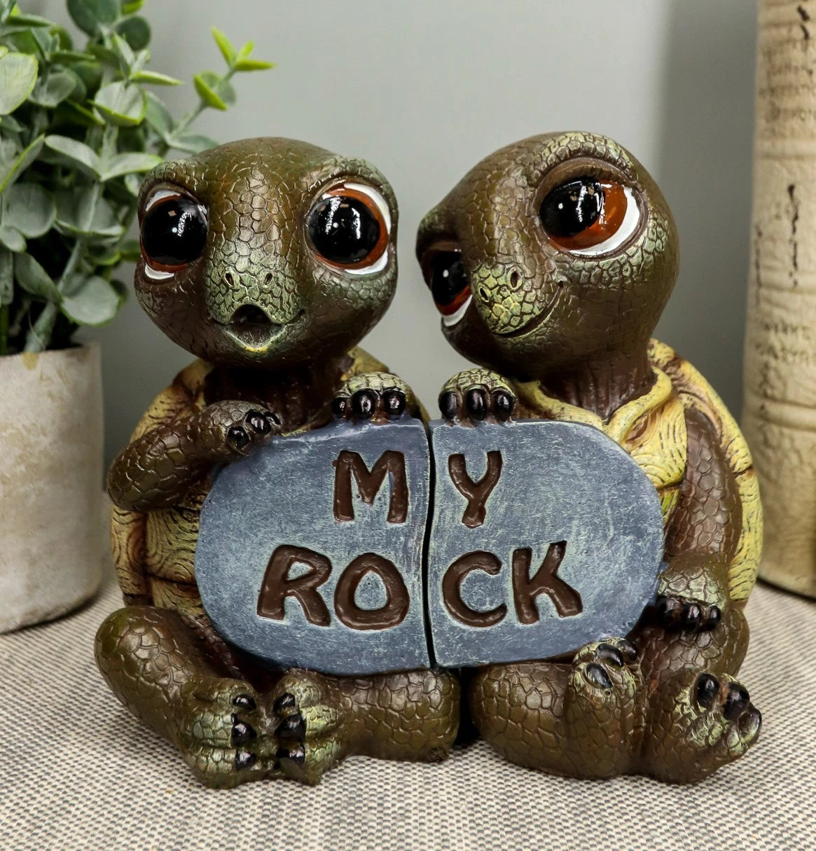 Figuras de pareja de tortugas románticas y amorosas náuticas "My Rock" (juego de 2 piezas)-6