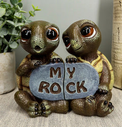 Figuras de pareja de tortugas románticas y amorosas náuticas "My Rock" (juego de 2 piezas)-6