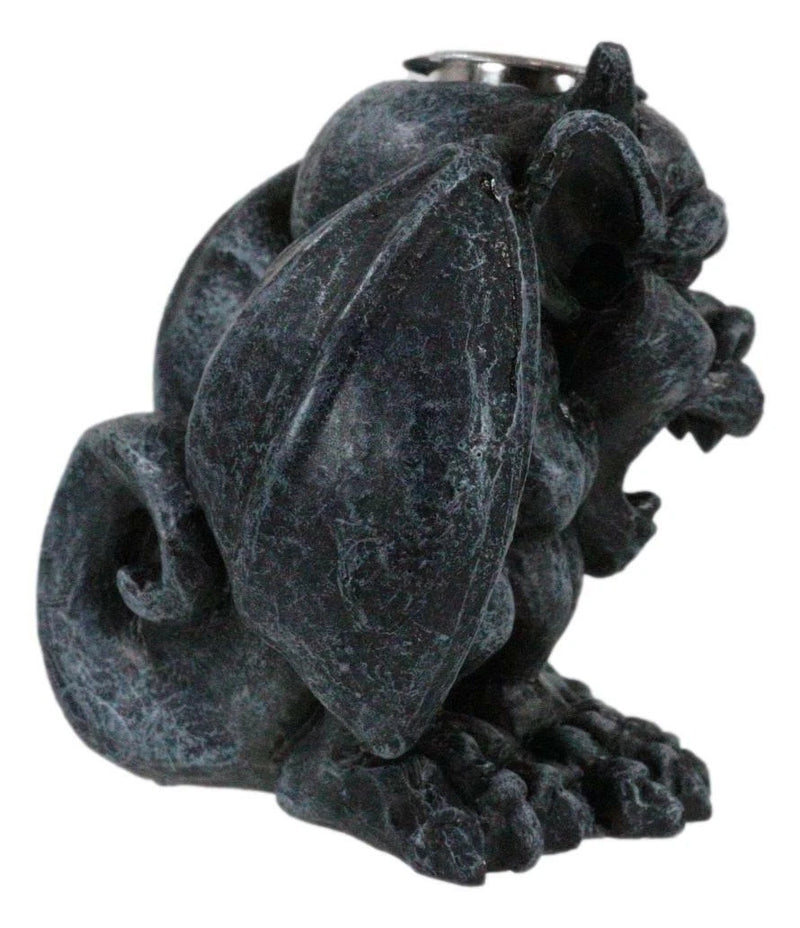 Crouching Gothic Horned Devil Chimera Gargoyle Backflow Incense Cone Burner-6