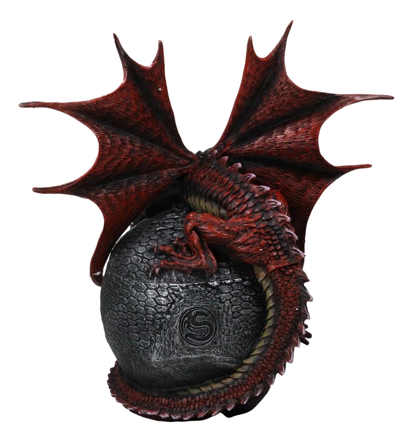 Infection Virus Zombie Skull With Red Wyvern Dragon Decorative Box Figurine-6