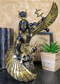 Egyptian Goddess Mother Isis Ra Holding Ankh Decorative Figurine 9" H-1