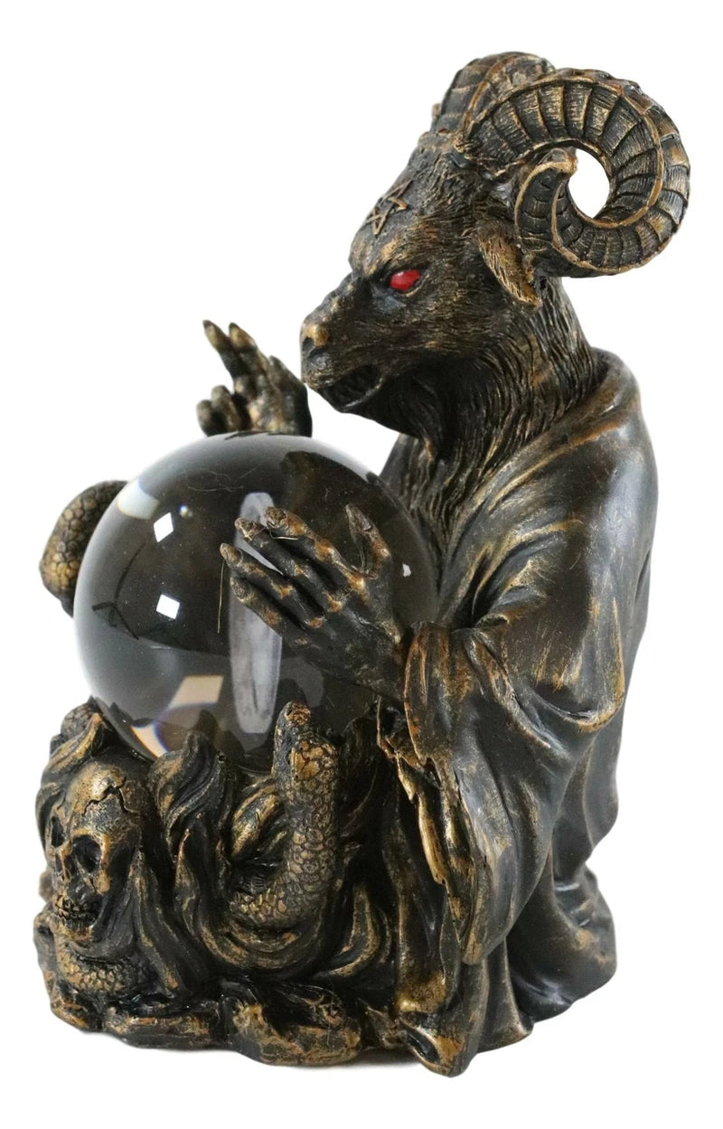 Sabbatic Goat Baphomet Pentagram Star Sigil LED Glass Gazing Ball Statue-5
