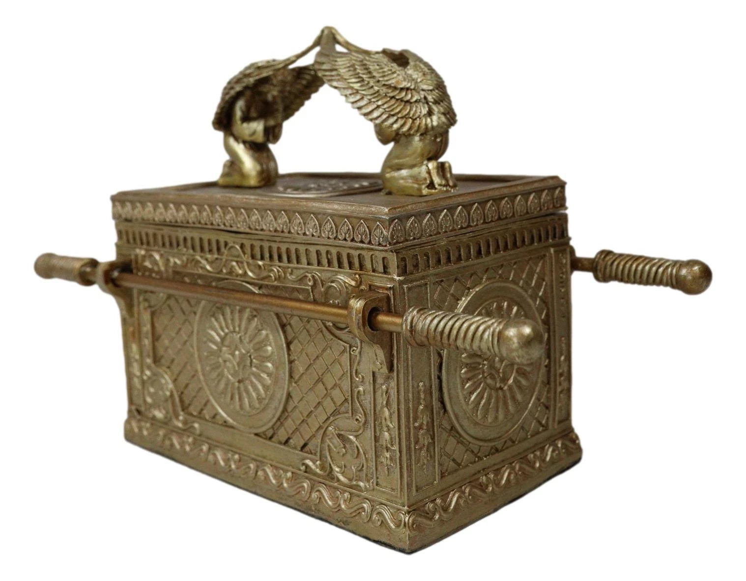 Golden Ark Of The Covenant With Cherubim Angels Decorative Box 9.5"L (1:8 Scale)-4