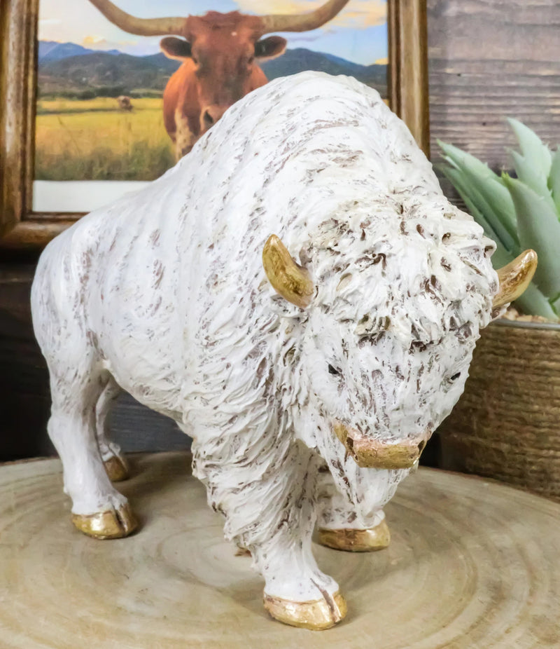 Native American Sacred White Bison Buffalo Decor Resin Figurine 8.75"L-6
