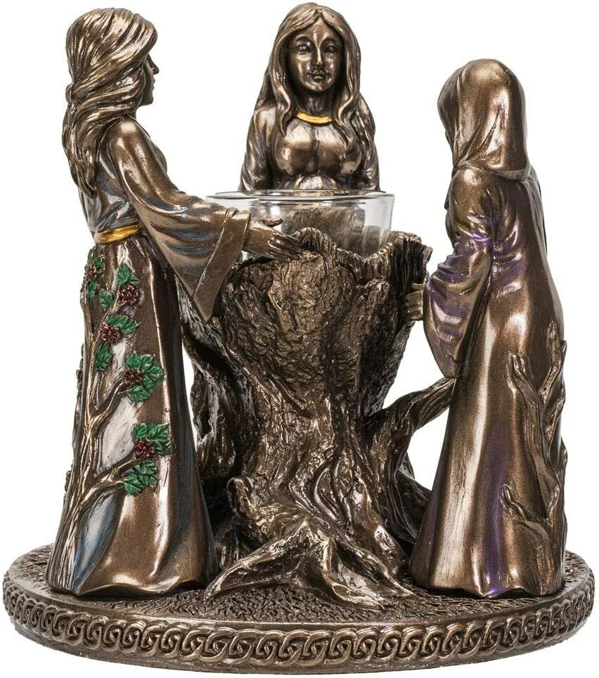 Triple Goddess Candle Holder, Mother Maiden Crone Figurine Home Decor for Living Room, Bedroom, Meditation Space, Witchcraft, Pagan, or Spiritual Display-3
