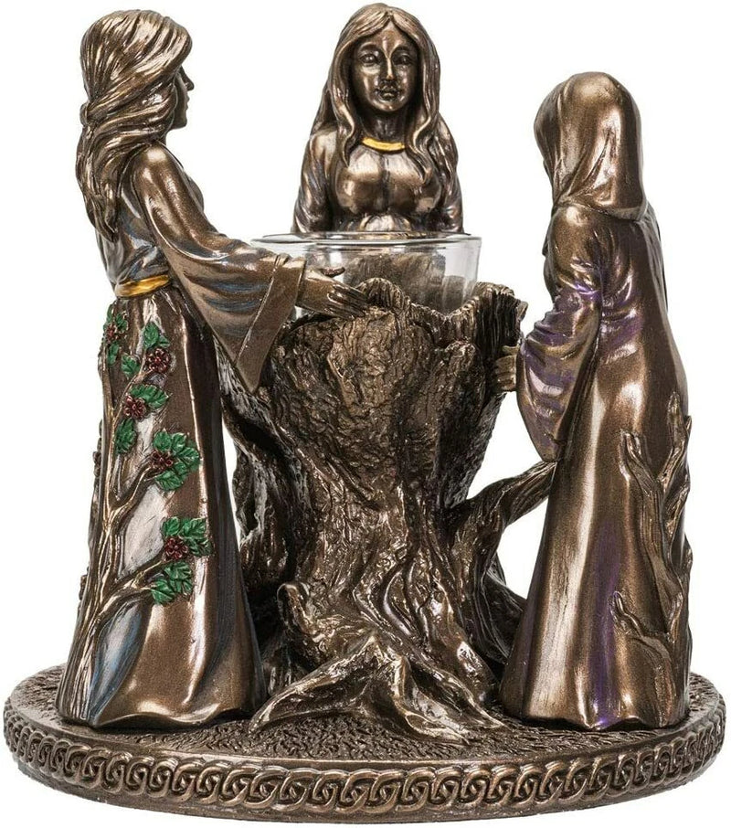 Triple Goddess Candle Holder, Mother Maiden Crone Figurine Home Decor for Living Room, Bedroom, Meditation Space, Witchcraft, Pagan, or Spiritual Display-3