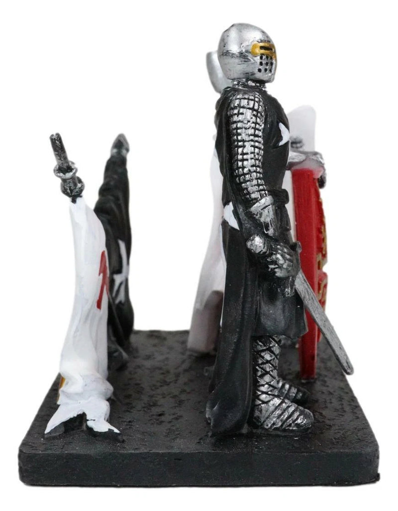 Medieval Black White Crusader Swordsman Knights Business Cards Holder Figurine-4