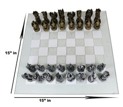 Silver Gold Fantasy Dungeons And Dragons Resin Chess Pieces Glass Board-9