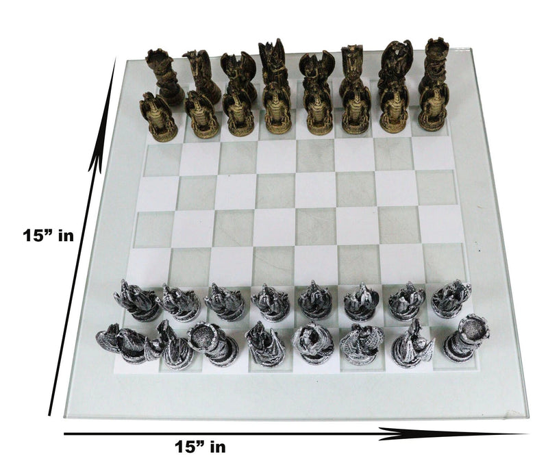 Silver Gold Fantasy Dungeons And Dragons Resin Chess Pieces Glass Board-9