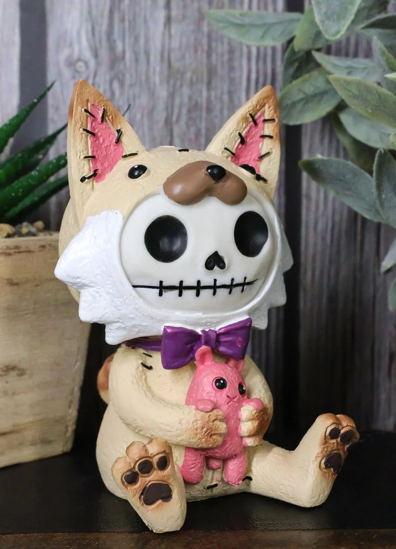 Furry Bones Female Fox Skeleton Fen With Pink Rabbit Doll Figurine Furrybones-2