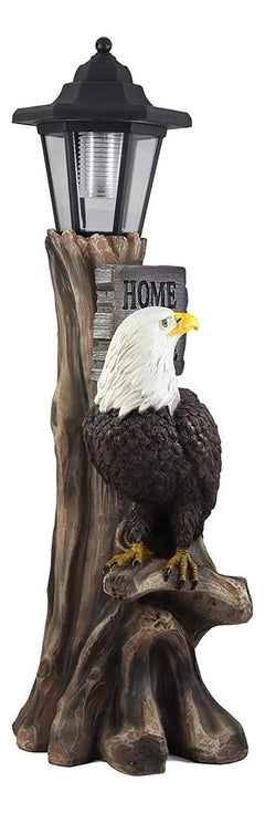 'Home of The Brave' Patriotic Eagle Night Light Statue Solar LED Lantern-3