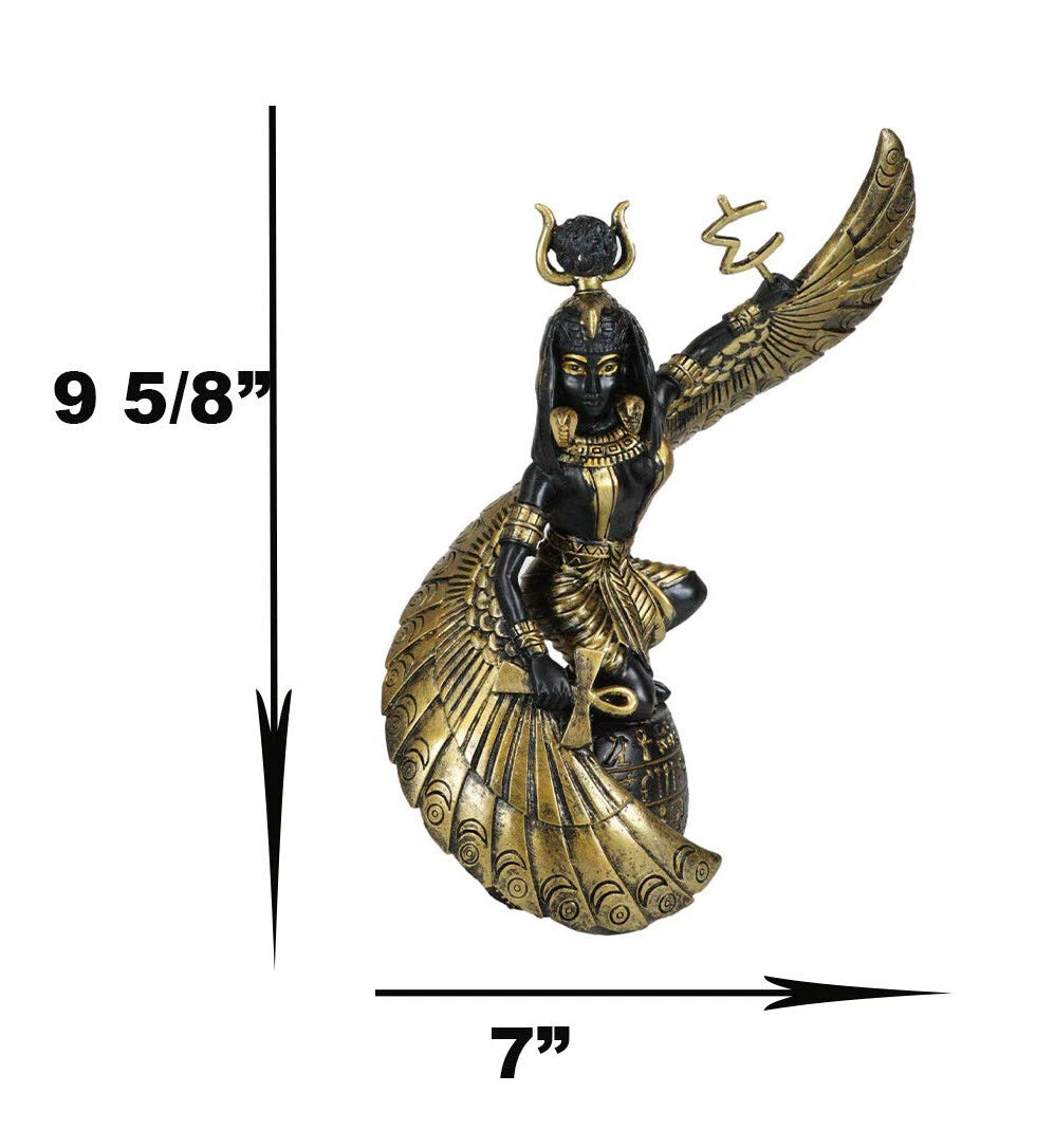 Egyptian Goddess Mother Isis Ra Holding Ankh Decorative Figurine 9" H-5