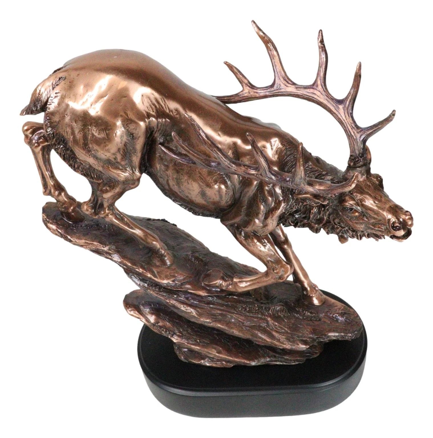 Large Bellowing Wapiti Bull Elk Deer Rustic Bronze Electroplated Finish Statue-4