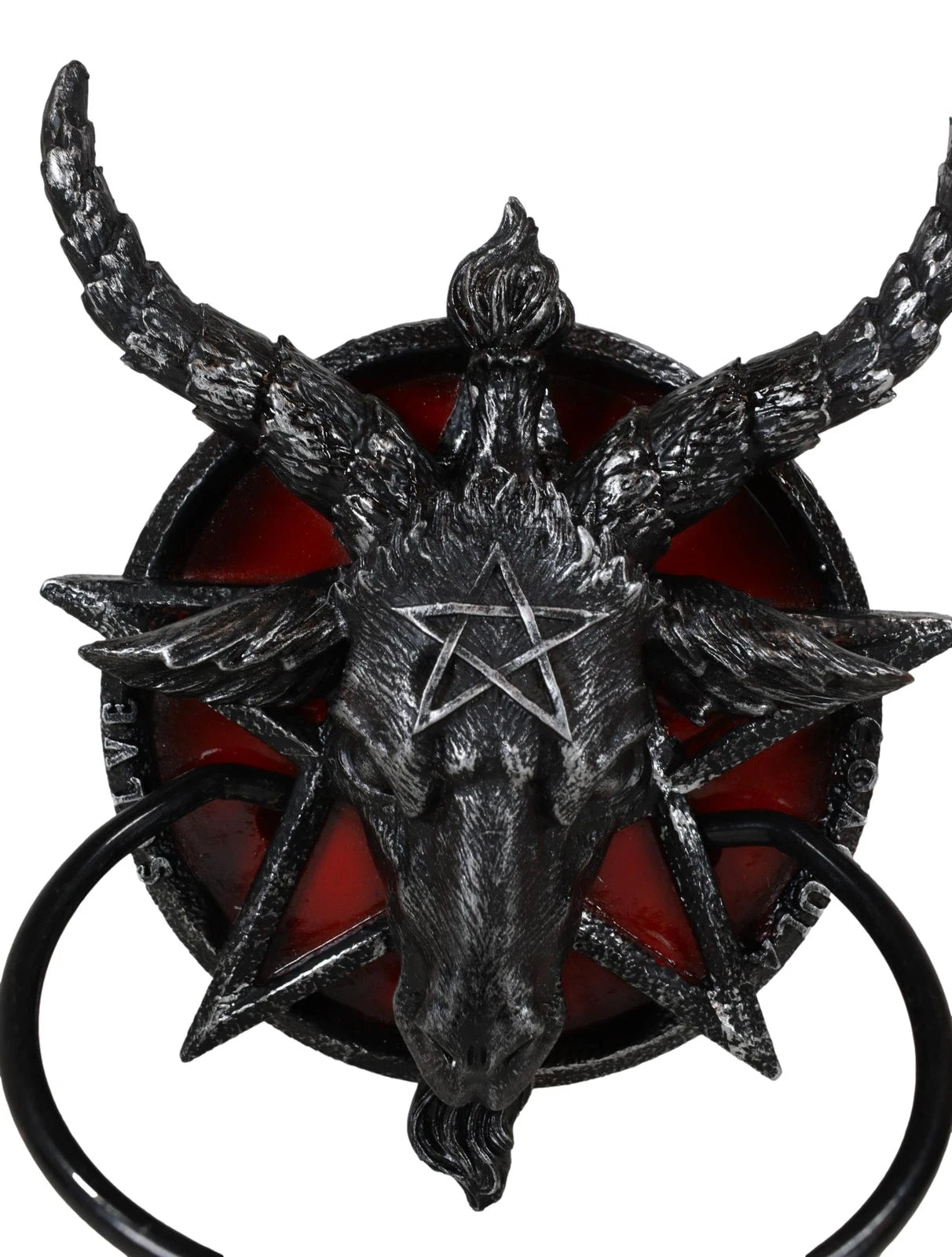 Sabbatic Goat Of Mendes Baphomet With Blood Pentagram Head Door Knocker-5