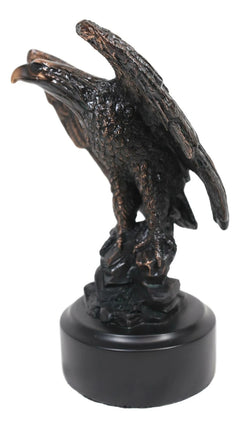 Surveyor Bald Eagle With Open Wings On Rock Electroplated Resin Statue-5