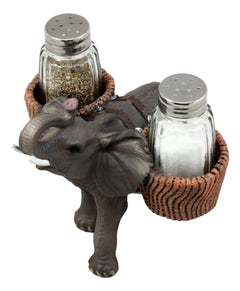 Juego de salero y pimentero de cristal con forma de elefante trompetero de Savanna Calls-3